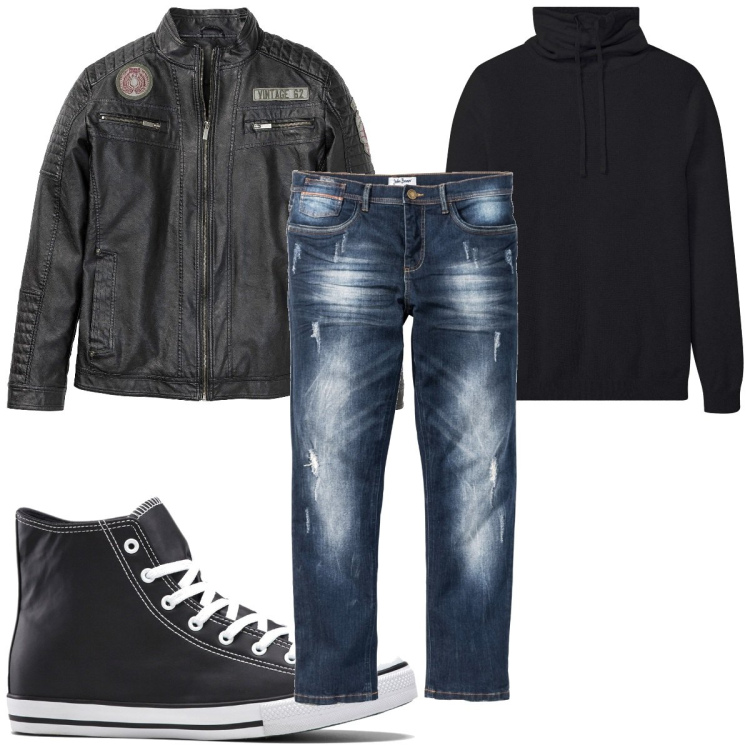 Outfit homme - Urban #4745. Style Urban pour Tous les jours. Assortir avec pulls, jean slim, manteaux, sneakers.