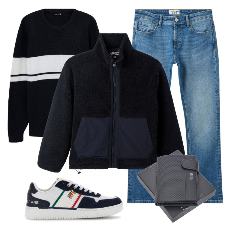 Outfit uomo - Total look #2257649. Stile Casual per Tutti i giorni. Abbinamento con jeans, maglieria, giacche, portafogli, sneakers.