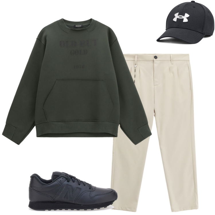 Outfit uomo - Serata fuori. Stile Casual per Serata speciale. Abbinamento con felpe, pantaloni, cappelli, sneakers.