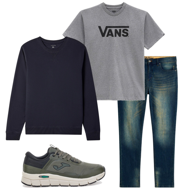 Outfit uomo - Casual style. Stile Casual per Tutti i giorni. Abbinamento con jeans slim fit, felpe, t-shirt, sneakers.