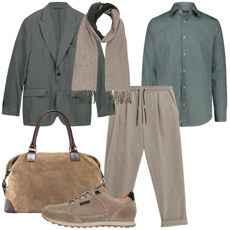 Outfit uomo - Total look #2257700. Stile Trendy per Tutti i giorni. Abbinamento con pantaloni, sneakers, giacche, camicie, sciarpe, borse sportive.