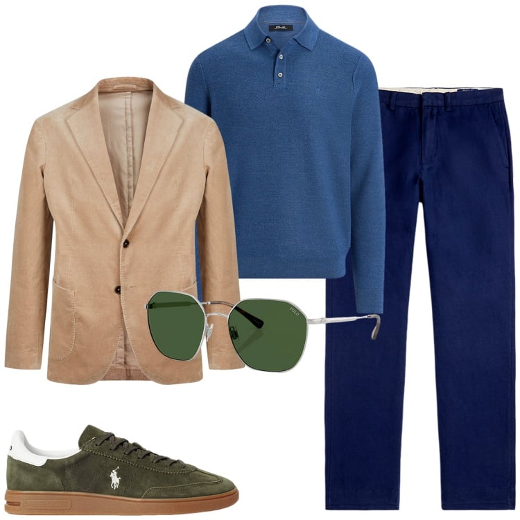 Outfit uomo - Casual tra amici. Stile Casual Abbinamento con sneakers, occhiali da sole, pantaloni, maglieria, giacche.