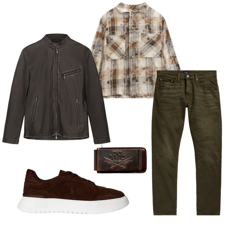 Outfit uomo - Total look #2257707. Stile Casual per Tutti i giorni. Abbinamento con camicie, portafogli, jeans, sneakers, giacche.