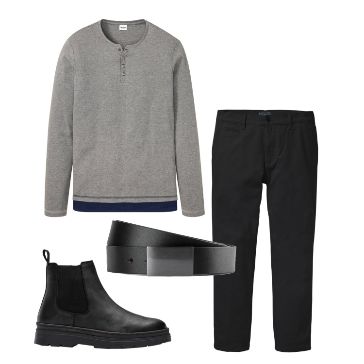 Outfit homme - Octobre. Style Casual pour Bureau. Assortir avec pantalon , bottes, t-shirts, ceintures.