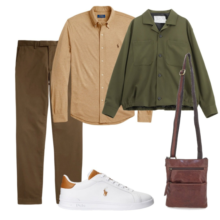 Outfit uomo - Ufficio. Stile Casual per Ufficio. Abbinamento con cappotti, sneakers, camicie, pantaloni, portafogli.