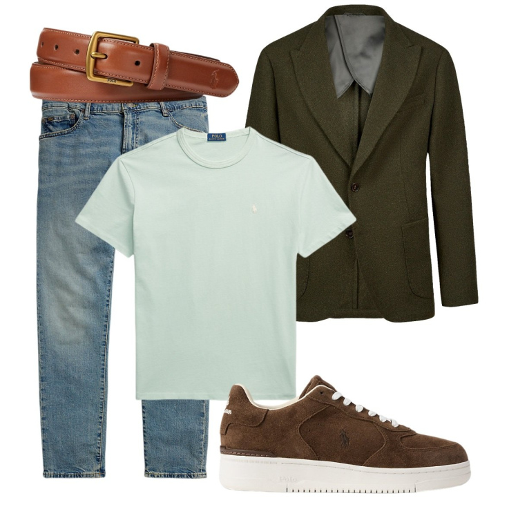 Outfit uomo - Total look #2257737. Stile Casual per Tutti i giorni. Abbinamento con cinture, t-shirt, jeans, sneakers, giacche.