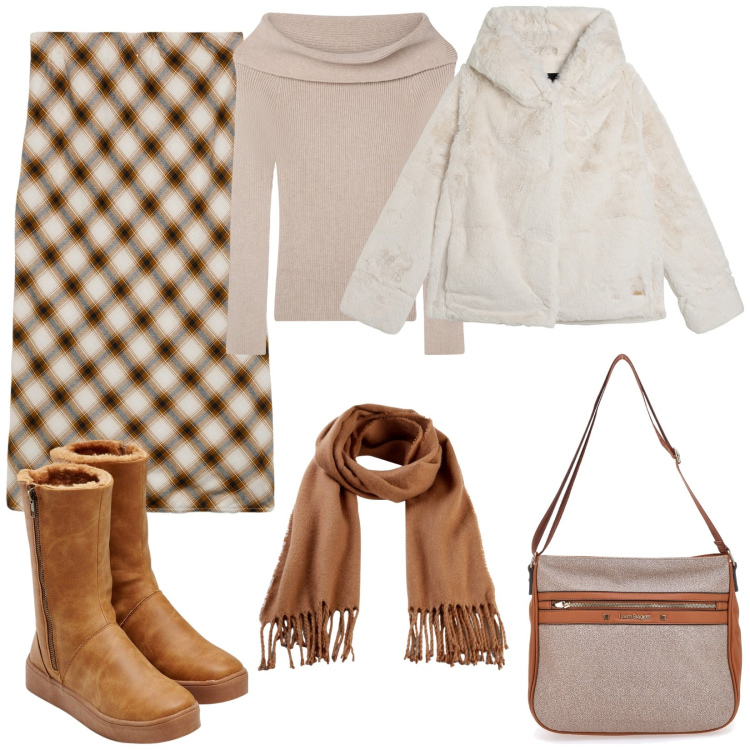 Outfit donna - La gonna a quadri. Stile Preppy per Tutti i giorni. Abbinamento con stivali, sciarpe, gonne longuette, maglieria, blazer, borse a tracolla.
