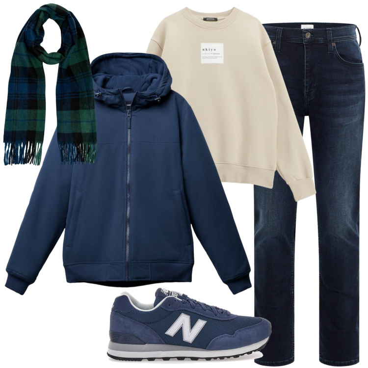Outfit uomo - Urban style. Stile Urban per Tutti i giorni. Abbinamento con jeans slim fit, giacche, felpe, sneakers, sciarpe.