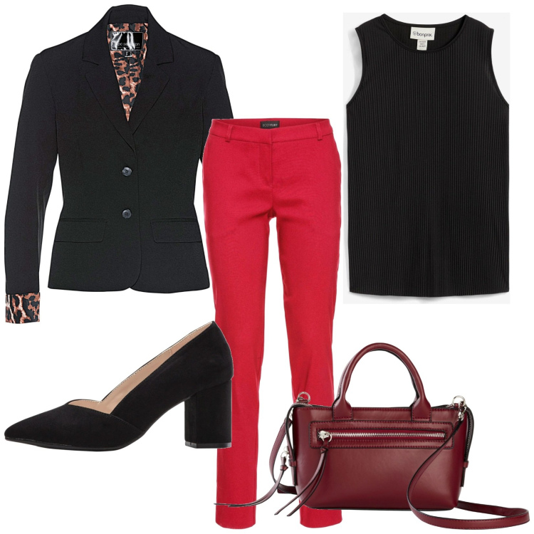 Outfit femme - Bon Ton #5791. Style Bon Ton pour Tous les jours. Assortir avec pantalon , blazers, chaussures à talon, sacs à main, hauts.