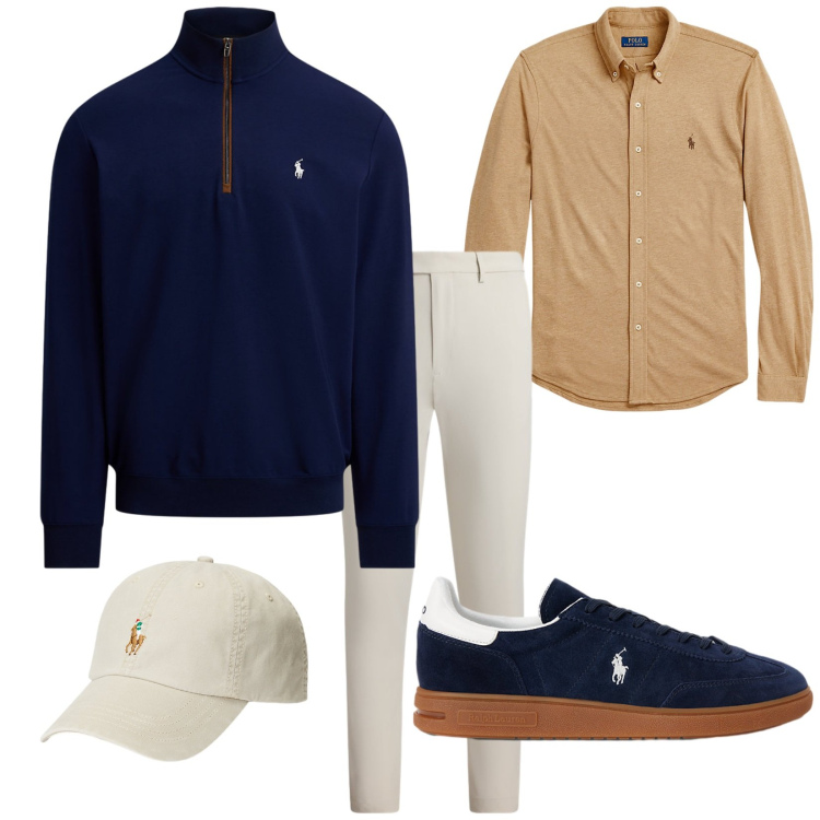 Outfit uomo - Team Polo. Stile Trendy per Tutti i giorni. Abbinamento con camicie, cappelli, pantaloni, sneakers, pullovers.