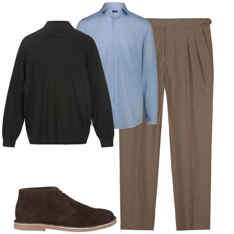 Outfit uomo - In ufficio. Stile Urban per Ufficio. Abbinamento con stivali e stivaletti, pantaloni, maglieria, camicie.
