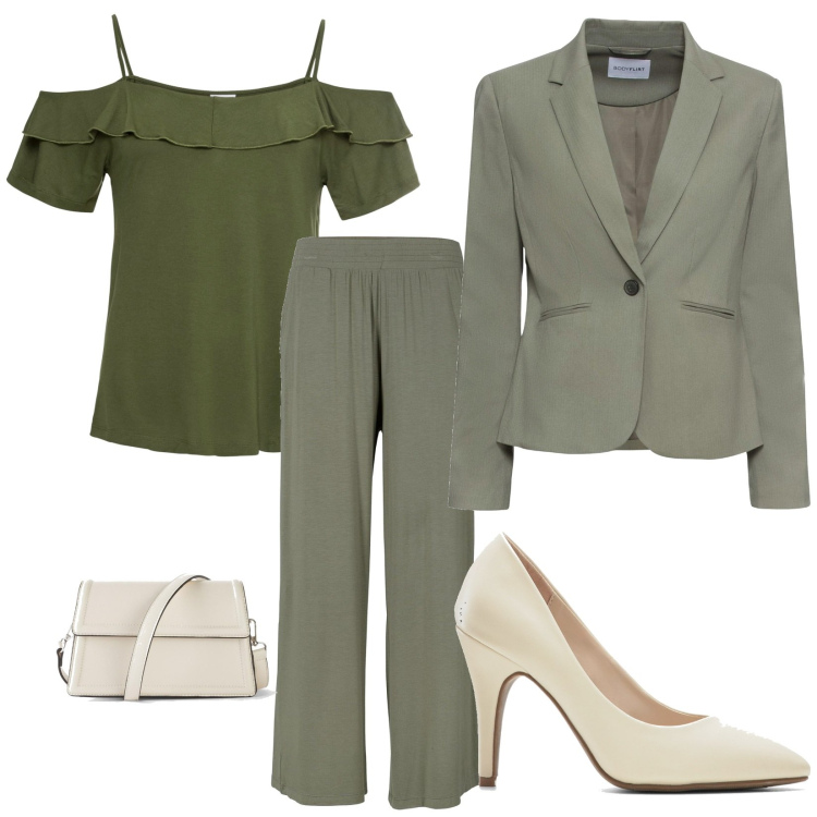 Outfit femme - Casual chic #16284. Style Casual chic pour Tous les jours. Assortir avec blazers, hauts, chaussures à talon, sacs à main, pantalon .