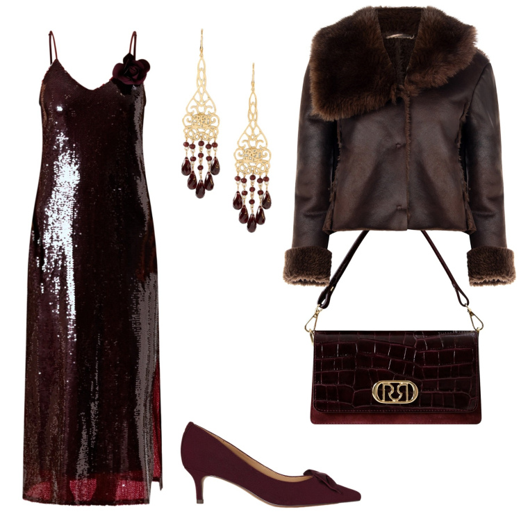 Outfit donna - Serata di gala. Stile Bon Ton per Serata fuori. Abbinamento con vestiti midi/longuette, giacche, borse a mano, décolleté, orecchini.