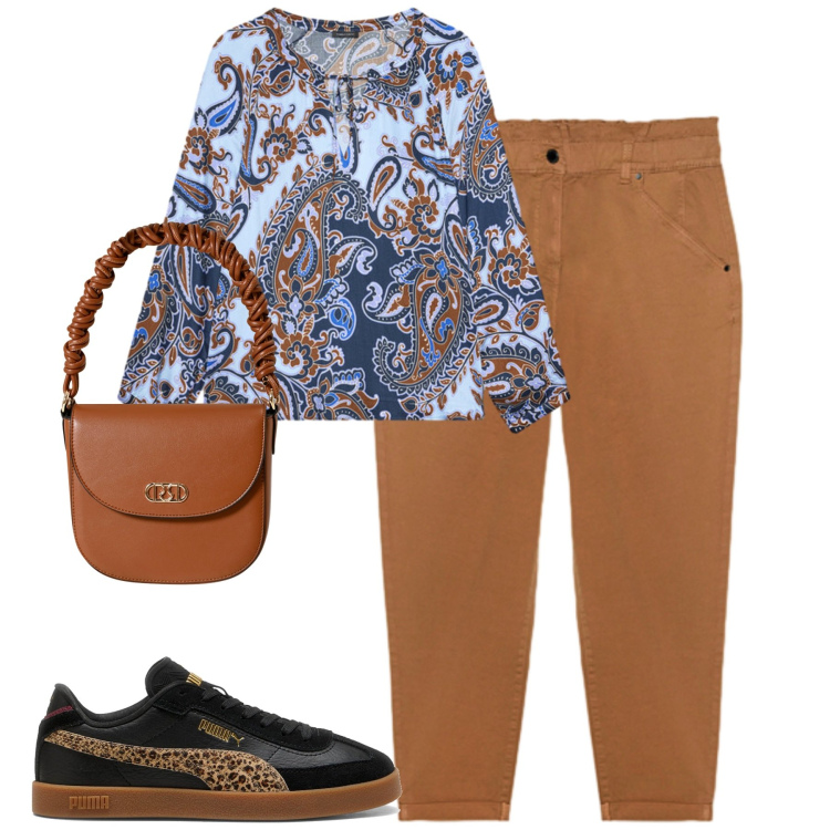 Outfit donna - Total look #2257877. Stile Casual chic per Tutti i giorni. Abbinamento con borse a mano, sneakers, pantaloni, bluse.