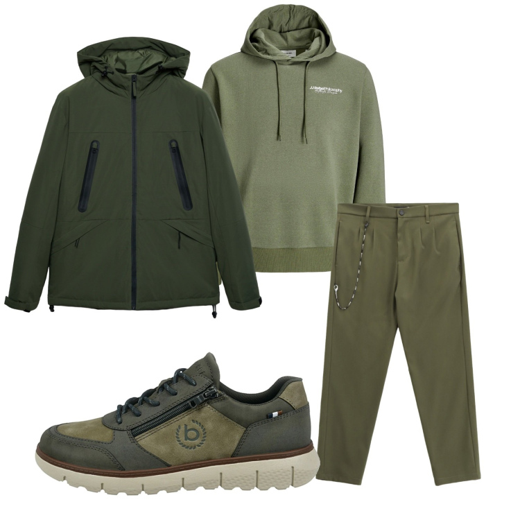 Outfit uomo - Total look #2257898. Stile Casual per Tutti i giorni. Abbinamento con felpe con cappuccio, giacche, pantaloni, sneakers.
