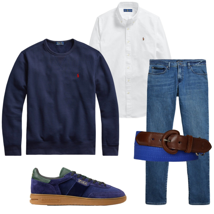 Outfit uomo - Total look #2257916. Stile Casual per Tutti i giorni. Abbinamento con felpe, camicie, jeans, cinture, sneakers.