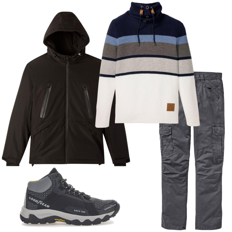 Outfit uomo - Total look #2257931. Stile Casual per Tutti i giorni. Abbinamento con pantaloni cargo, maglieria, giacche, stivali e stivaletti.