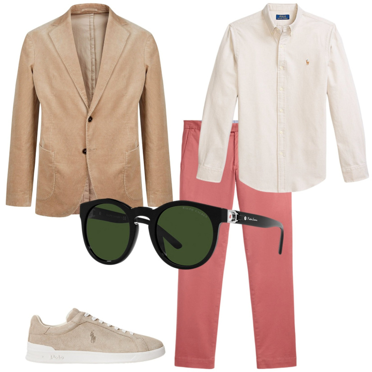 Outfit uomo - Total look #2257940. Stile Trendy per Tutti i giorni. Abbinamento con occhiali da sole, pantaloni chino, sneakers, camicie, giacche.