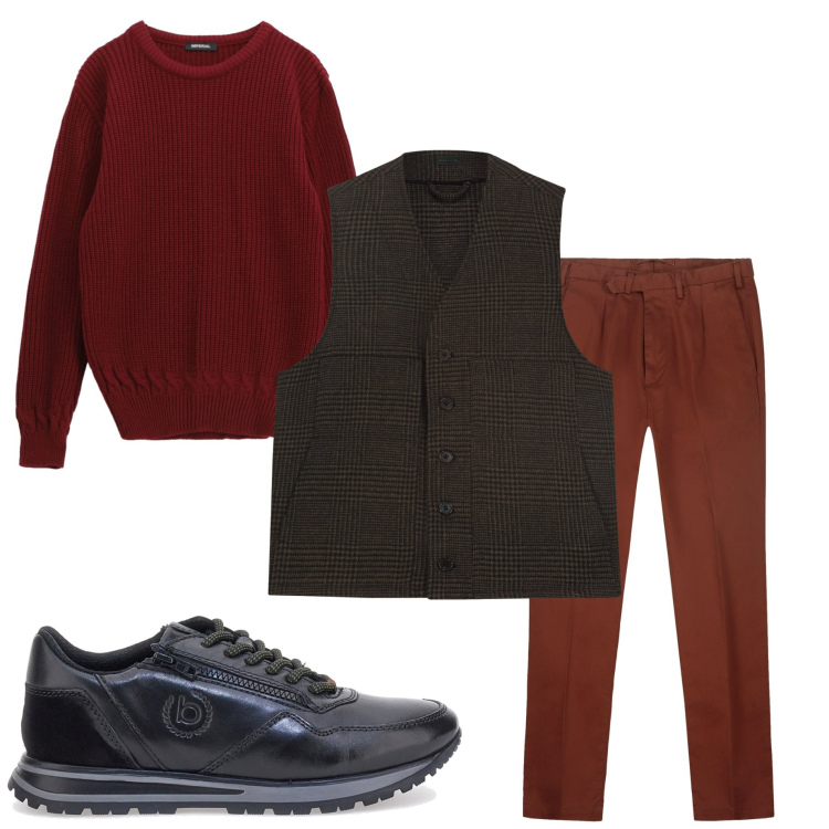 Outfit uomo - Urban style. Stile Urban per Tutti i giorni. Abbinamento con maglieria, scarpe stringate, pantaloni, gilet.