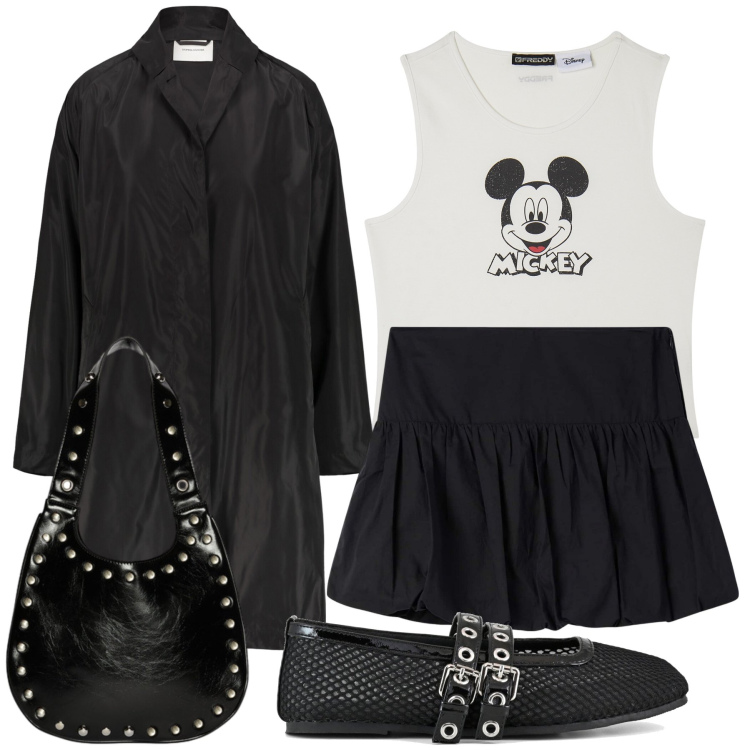 Outfit donna - Il top spiritoso. Stile Preppy per Tutti i giorni. Abbinamento con minigonne, canottiere, ballerine, trench, borse a spalla.
