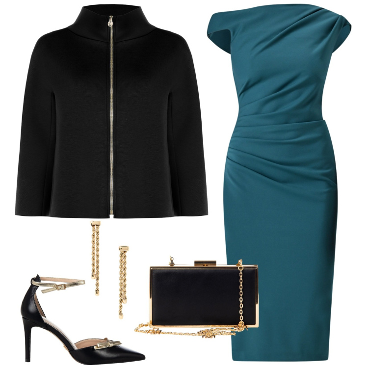 Outfit donna - Una sera wow. Stile Chic per Serata fuori. Abbinamento con vestiti a tubino, cappe, décolleté, pochette, orecchini.