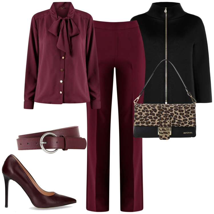 Outfit donna - Total look #2258102. Stile Chic per Serata fuori. Abbinamento con cinture, pantaloni a palazzo, bluse, cappe, borse a spalla, décolleté.