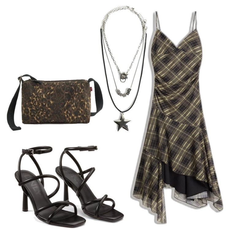 Outfit mujer - Sexy look. Estilo Sexy para Todos los días. Combinación con vestidos midi/longuettes, sandalias de tacón, collares, bandoleras.