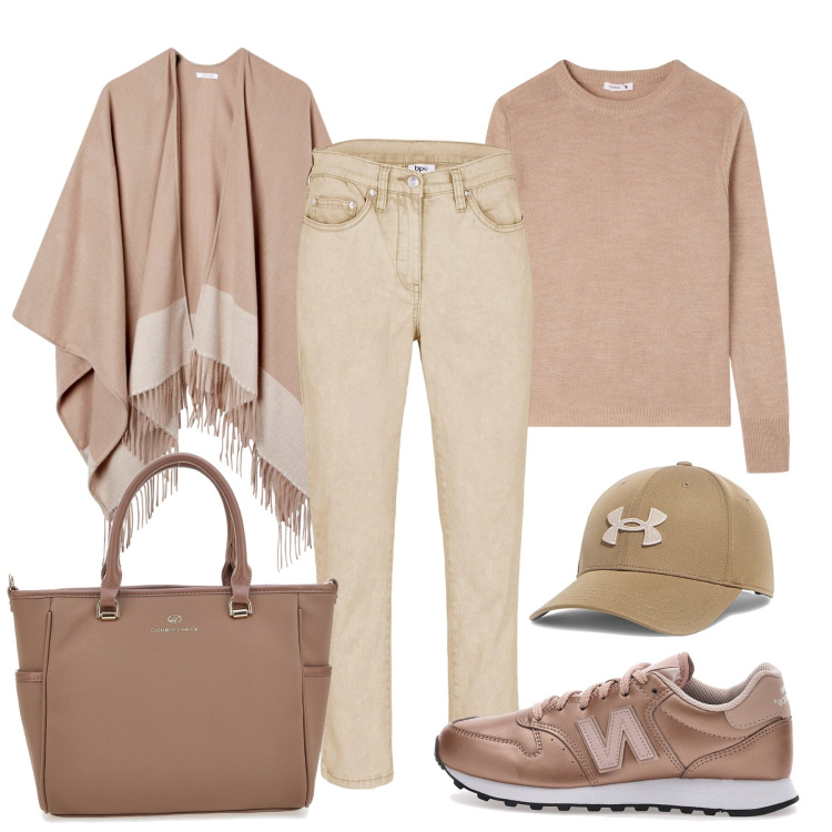 Outfit donna - Un tocco trendy. Stile Basic per Tutti i giorni. Abbinamento con pantaloni, cappe, maglieria, sneakers, borse a tracolla, cappelli.