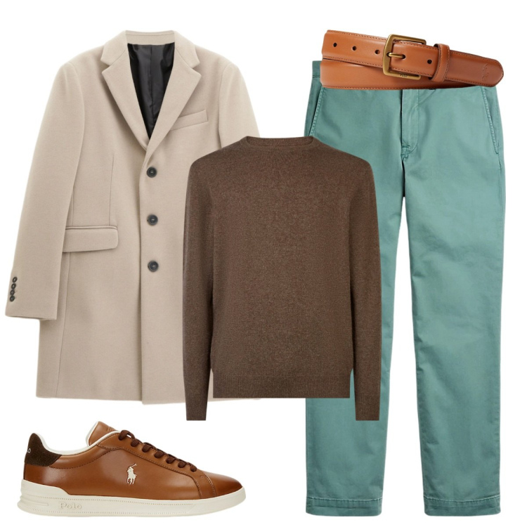 Outfit uomo - Total look #2258204. Stile Trendy per Tutti i giorni. Abbinamento con cappotti, cinture, pantaloni, sneakers, maglieria.