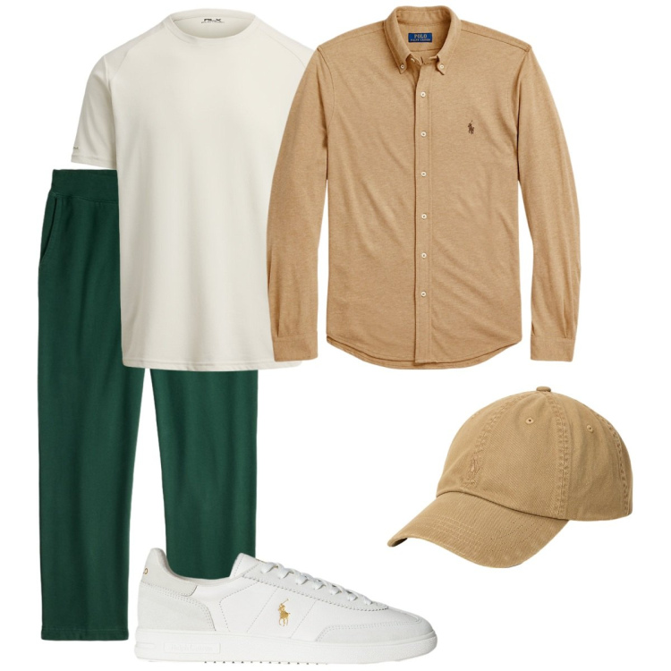 Outfit uomo - Total look #2258234. Stile Casual per Tutti i giorni. Abbinamento con camicie, sneakers, t-shirt, pantaloni, cappelli.