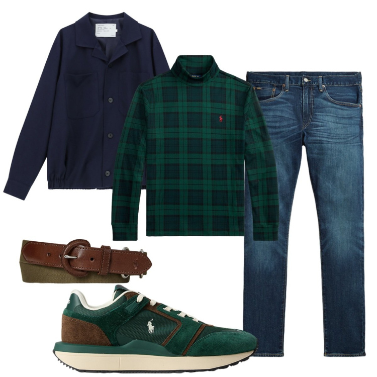 Outfit uomo - Total look #2258270. Stile Trendy per Serata speciale. Abbinamento con cappotti, sneakers, jeans, cinture, maglieria.