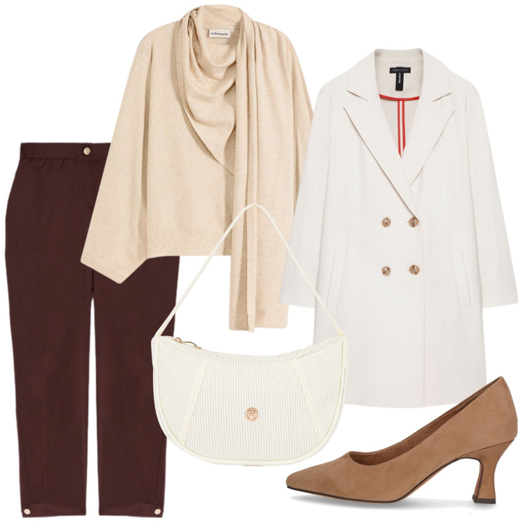 Outfit donna - Total look #2258276. Stile Minimal per Ufficio. Abbinamento con maglieria, borse a mano, cappotti, pantaloni, décolleté.