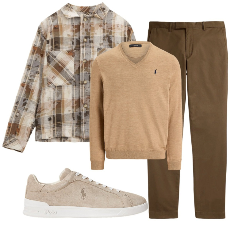 Outfit uomo - Total look #2258278. Stile Trendy per Tutti i giorni. Abbinamento con camicie, pantaloni, sneakers, maglieria.