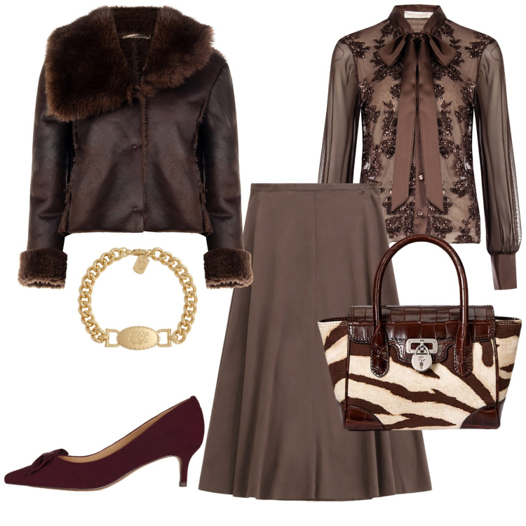Outfit donna - Total look #2258399. Stile Glamour per Serata fuori. Abbinamento con giacche, camicie, gonne longuette, borse a mano, braccialetti, décolleté.