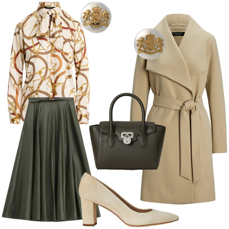 Outfit donna - Chic. Stile Chic per Cerimonia. Abbinamento con gonne lunghe, orecchini, décolleté, borse a mano, cappotti, camicie.