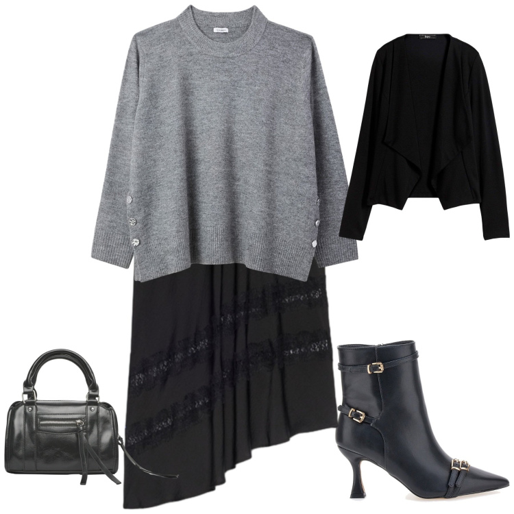 Outfit donna - Total look #2258427. Abbinamento con blazer, borse a mano, maglieria, stivaletti, gonne lunghe.