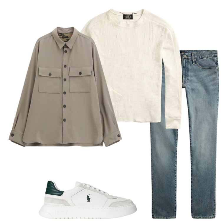 Outfit uomo - Autumn vibes. Stile Casual per Tutti i giorni. Abbinamento con camicie, maglieria, jeans, sneakers.