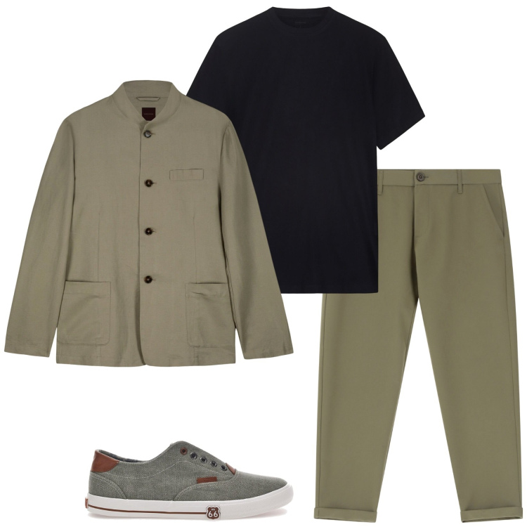 Outfit uomo - Young and trendy. Stile Trendy per Tutti i giorni. Abbinamento con pantaloni chino, sneakers, giacche, t-shirt.