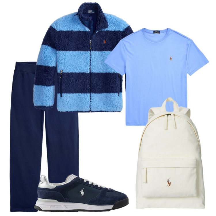 Outfit uomo - Total look #2258653. Stile Urban per Tutti i giorni. Abbinamento con pantaloni, t-shirt, borse sportive, sneakers, giacche sportive.