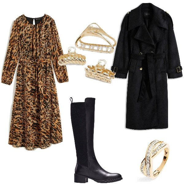 Outfit femme - ethnique en automne. Style Ethnique pour Tous les jours. Assortir avec robes, imperméable, bagues, bottes, accessoires pour cheveux.