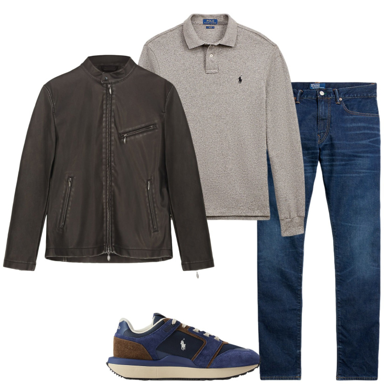 Outfit uomo - Total look #2258678. Stile Casual per Tutti i giorni. Abbinamento con polo, jeans, sneakers, giacche.
