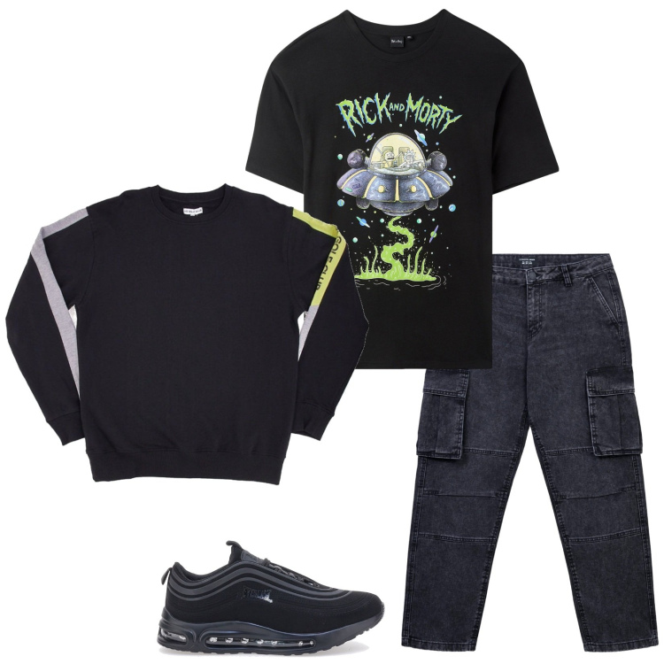 Outfit uomo - Total look #2258681. Stile Casual per Tutti i giorni. Abbinamento con t-shirt, jeans, sneakers, pantaloni.