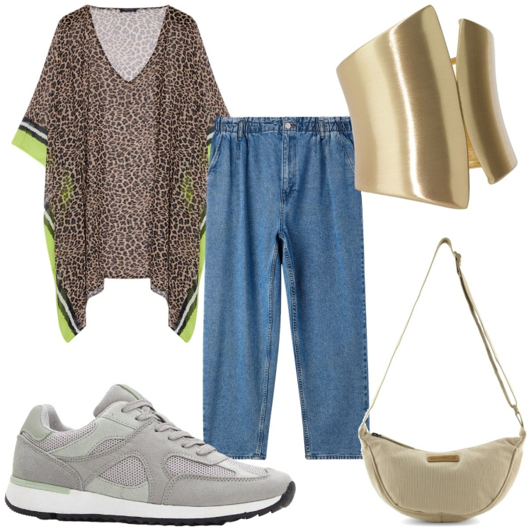 Outfit donna - Total look #2258701. Stile Etnico per Tutti i giorni. Abbinamento con sneakers, jeans, anelli, caftani, borse a tracolla.