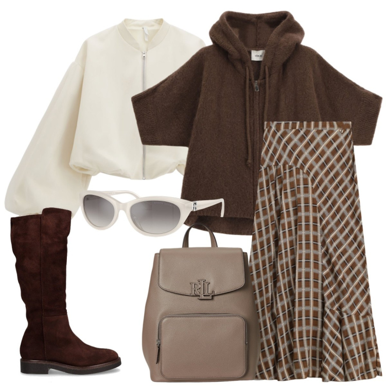 Outfit donna - Università. Stile Boho per Scuola/Università. Abbinamento con bomber, cardigans, gonne lunghe, occhiali da sole, zaini, stivali.