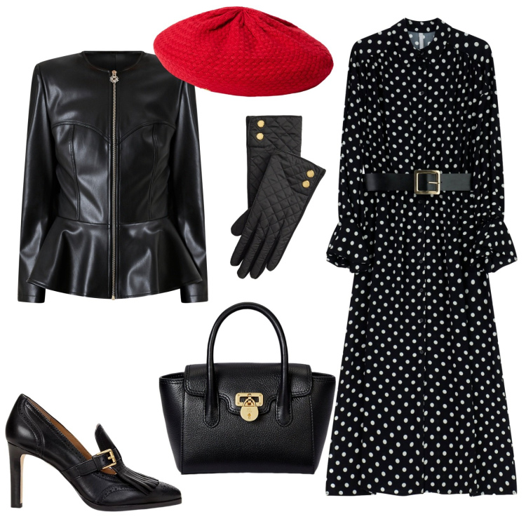 Outfit donna - Total look #2258747. Stile Vintage retrò per Serata fuori. Abbinamento con giacche, vestiti midi/longuette, décolleté, borse a mano, guanti, berretti.