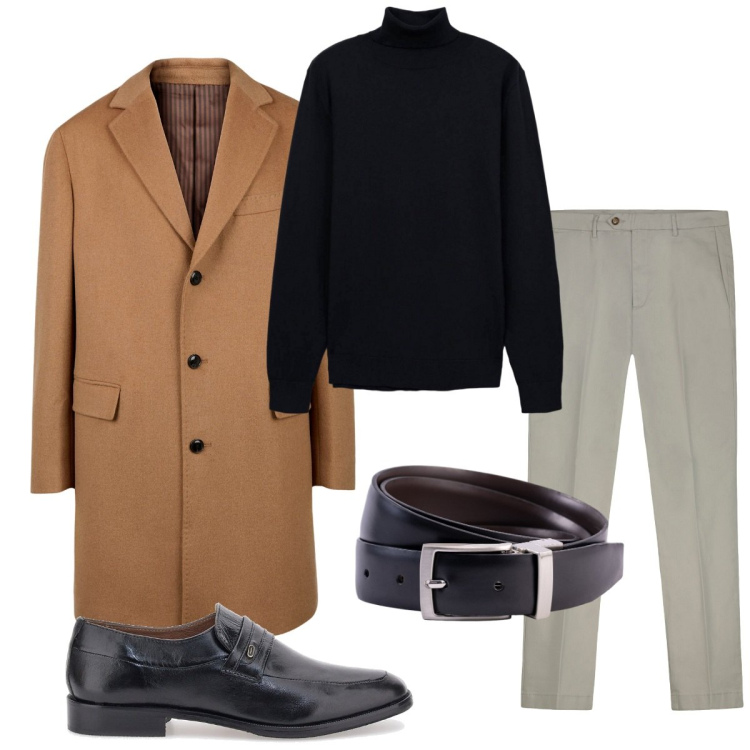Outfit uomo - Total look #2258761. Stile Business/Elegante per Serata speciale. Abbinamento con maglieria, scarpe stringate, cappotti, cinture, pantaloni chino.