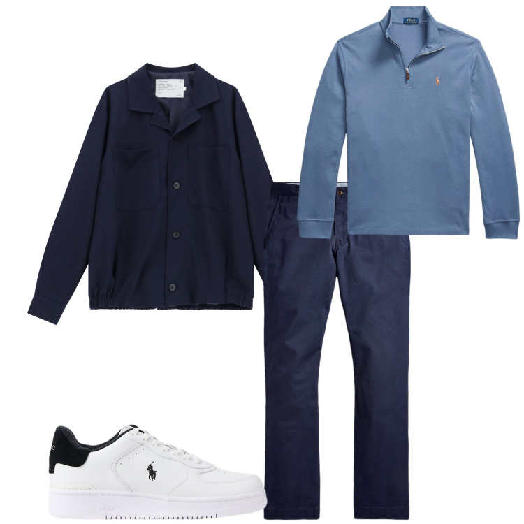 Outfit uomo - Total look #2258767. Stile Casual per Tutti i giorni. Abbinamento con cappotti, pantaloni, pullovers, sneakers.