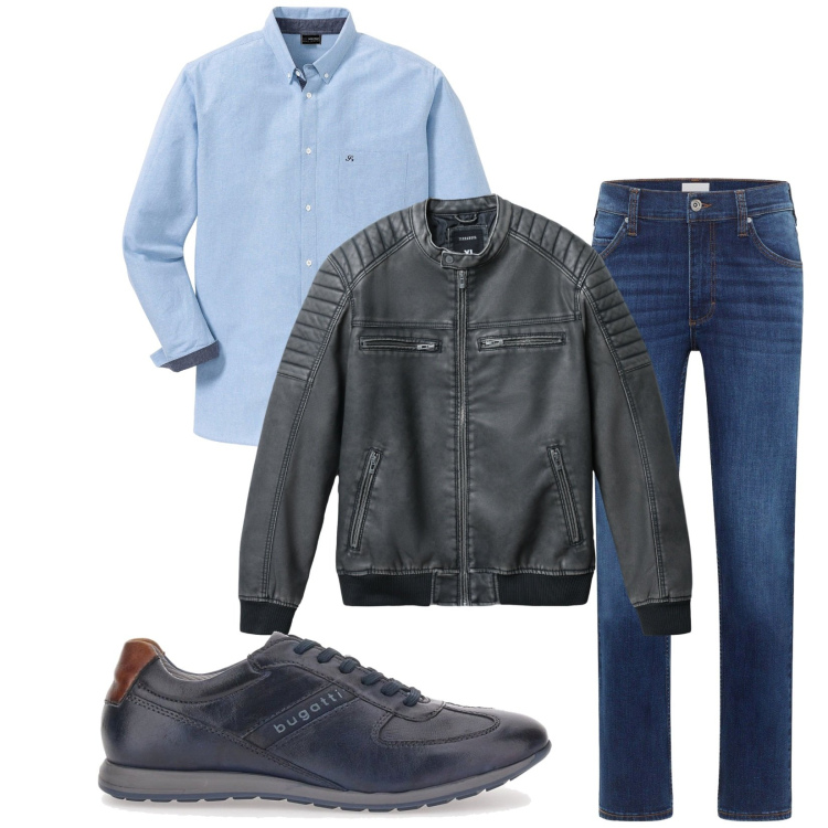 Outfit uomo - Total look #2258771. Stile Casual per Serata speciale. Abbinamento con camicie, jeans dritti, giacche, scarpe stringate.
