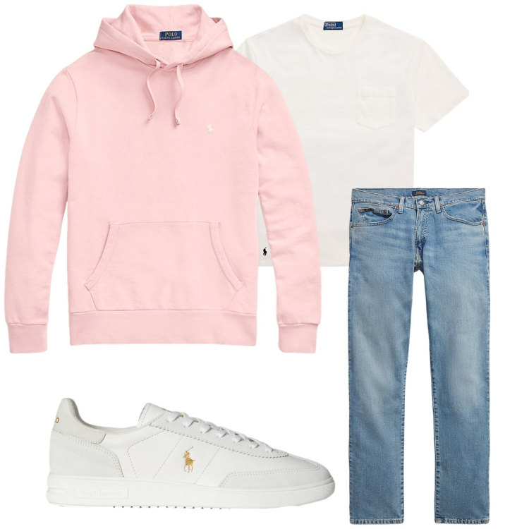 Outfit uomo - Mi piace. Stile Urban per Tutti i giorni. Abbinamento con jeans dritti, felpe con cappuccio, t-shirt, sneakers.