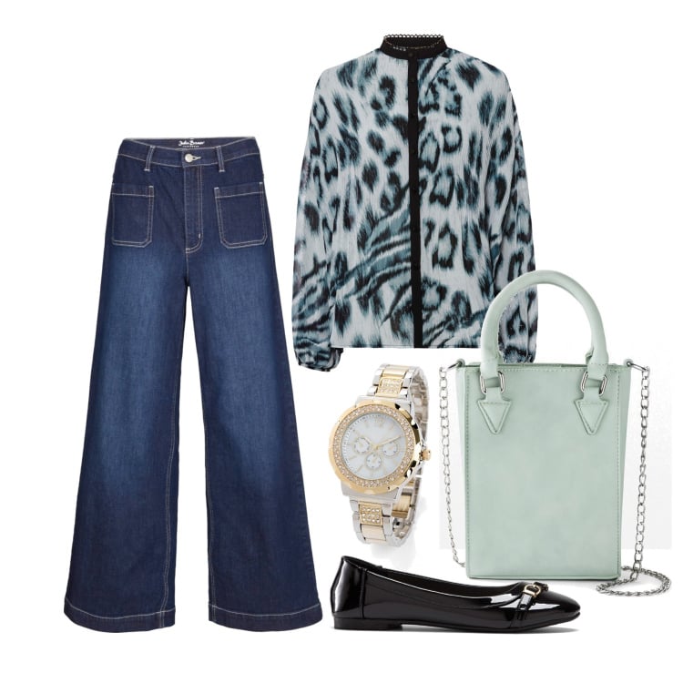 Outfit femme - Octobre. Style Glamour pour Tous les jours. Assortir avec tuniques, jeans, ballerines, sacs en bandoulière, montres.